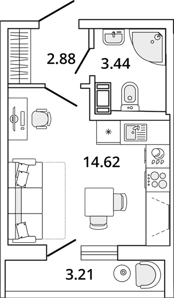 MASTER PLACE Санкт-Петербург — планировка Студия