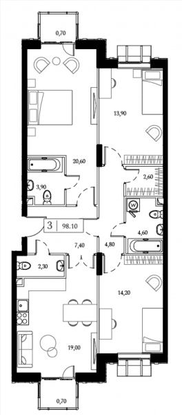 Dream Towers Москва — планировка 3