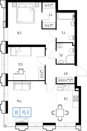 Skolkovo ONE Москва — планировка 3