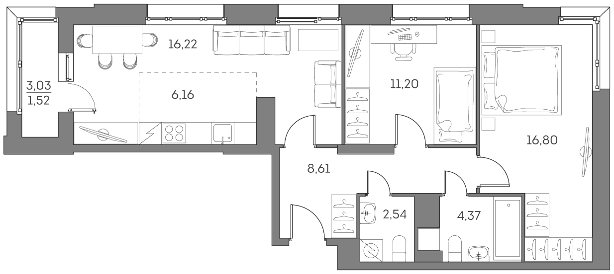 Аквилон BESIDE 2.0 Москва — планировка 1