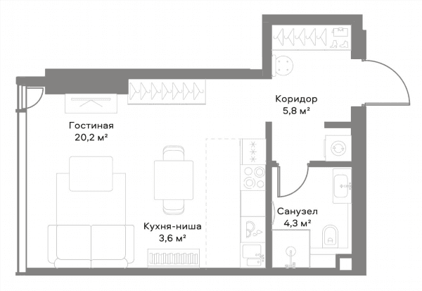 SLAVA Москва — планировка Студия
