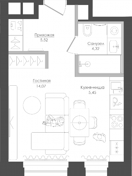 Селигер Сити Москва — планировка Студия