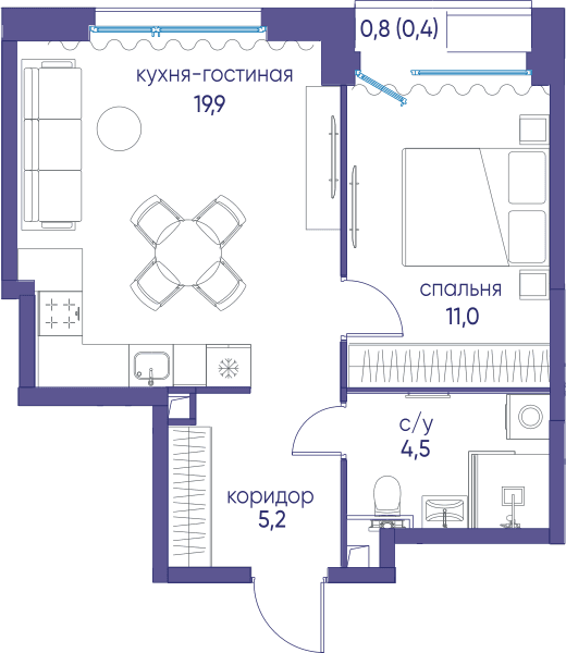 Остров, Остров.6 Москва — планировка 1