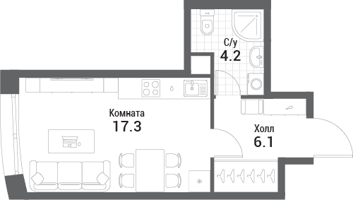 Nagatino i-Land Москва — планировка Студия