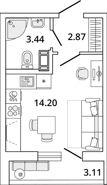 MASTER PLACE Санкт-Петербург — планировка Студия