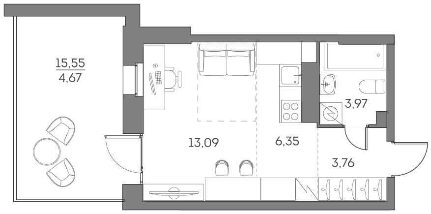 Аквилон BESIDE 2.0 Москва — планировка 1