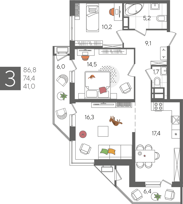 Рекорд 2 Краснодар — планировка 3
