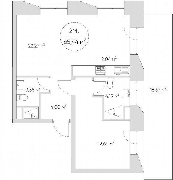 Nice loft Москва — планировка 2-комнатные апартаменты