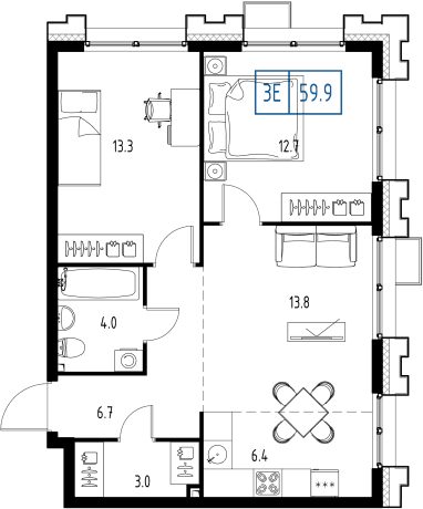 Skolkovo ONE Москва — планировка 3