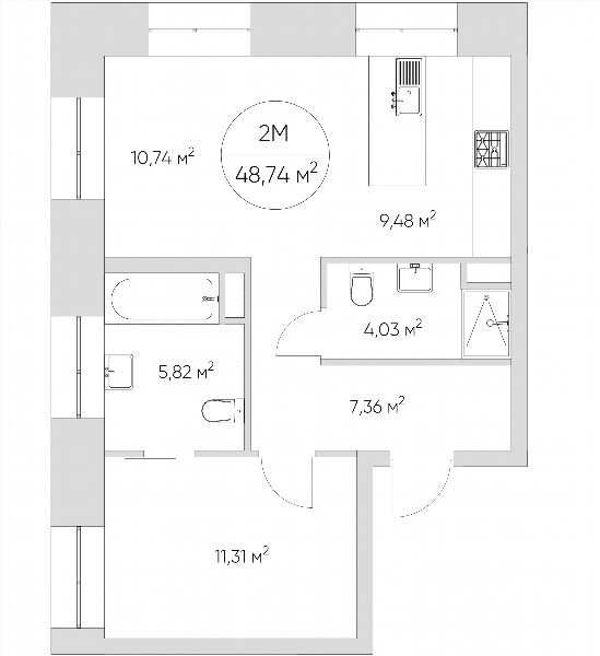 Nice loft Москва — планировка 2-комнатные апартаменты