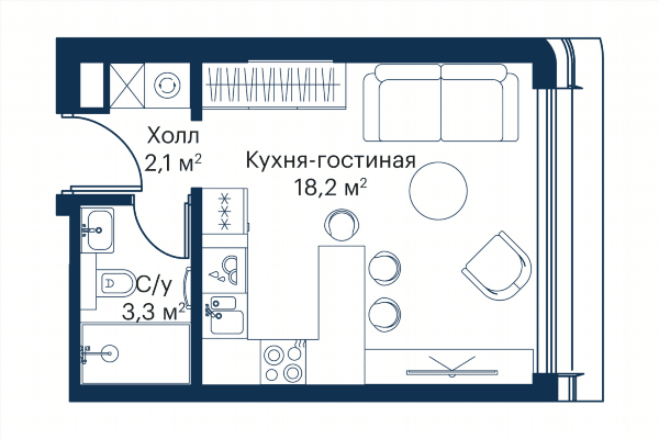 City Bay Москва — планировка Студия