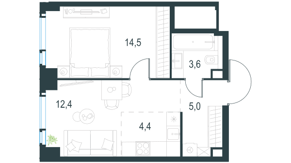 Level Мичуринский, этапы 1 и 2 Москва — планировка 2