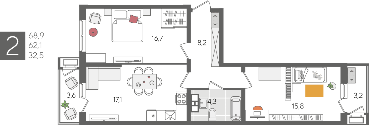 Рекорд 2 Краснодар — планировка 2