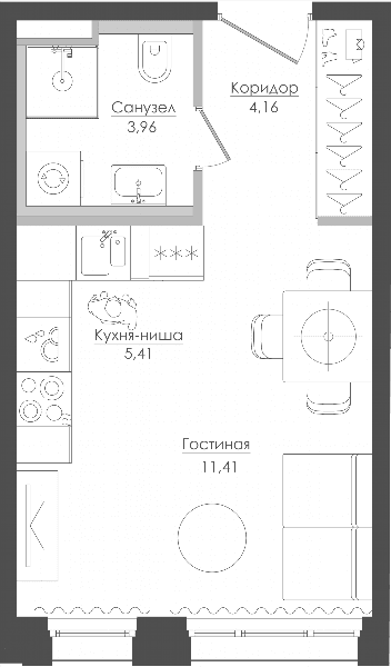 Селигер Сити Москва — планировка Студия