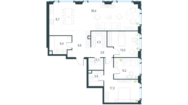 Level Мичуринский, этапы 1 и 2 Москва — планировка 4
