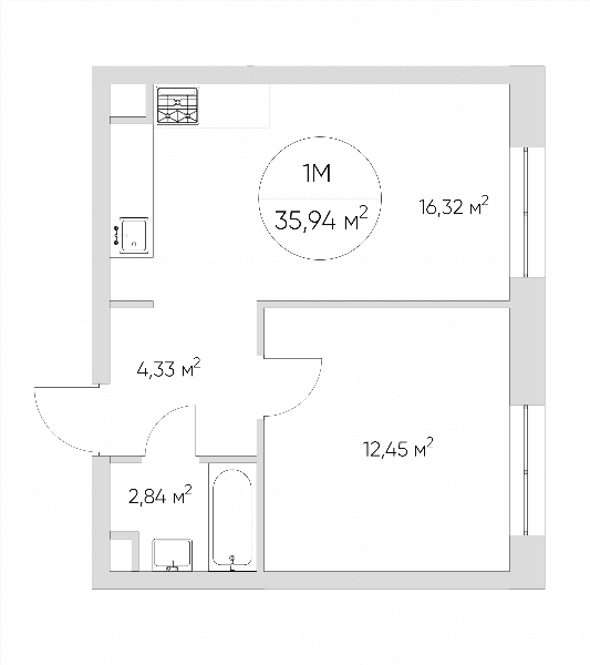 Nice loft Москва — планировка 1-комнатные апартаменты
