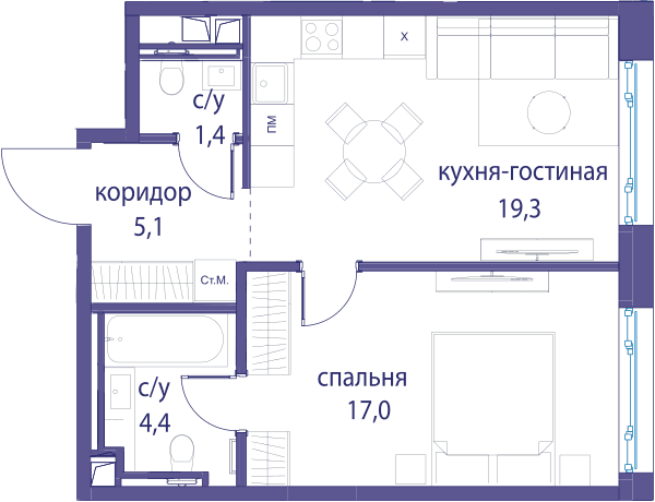 Остров, Остров.3 Москва — планировка 1