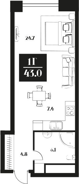 DECO Residence Москва — планировка Студия