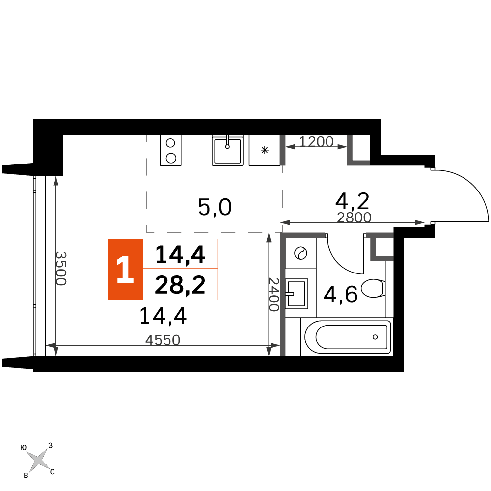 Amber City Москва — планировка Студия