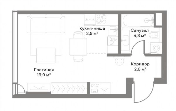 SLAVA Москва — планировка Студия