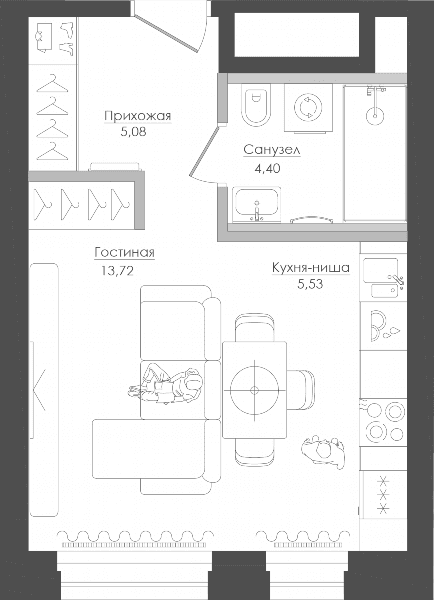 Селигер Сити Москва — планировка Студия
