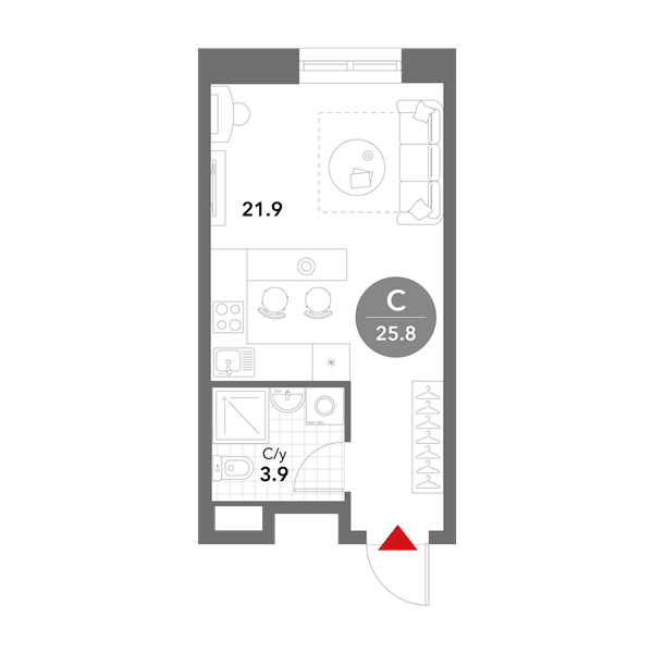 Voxhall Москва — планировка Студия