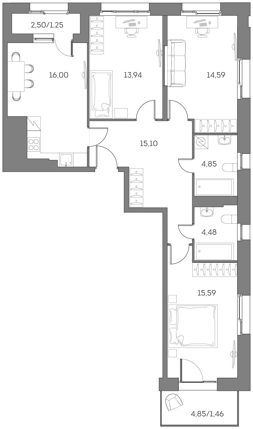 Аквилон BESIDE 2.0 Москва — планировка 1