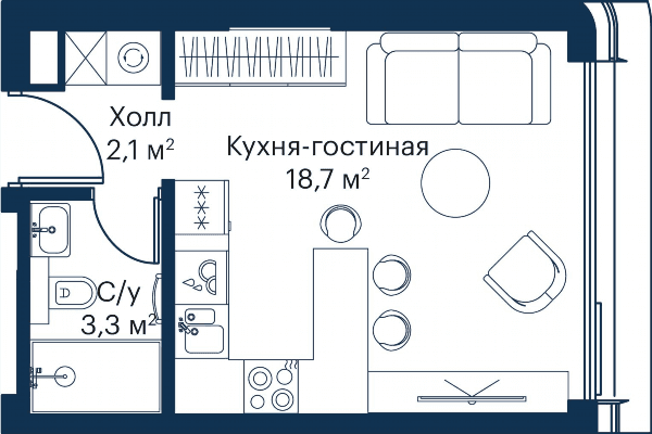 City Bay Москва — планировка Студия