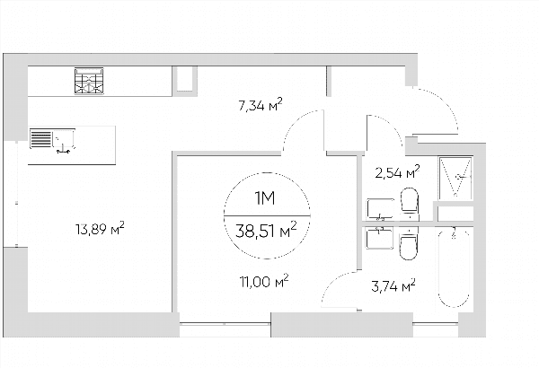 Nice loft Москва — планировка 1-комнатные апартаменты