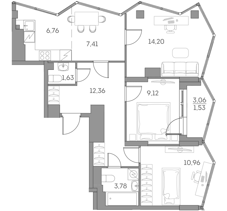 Аквилон BESIDE 2.0 Москва — планировка 1