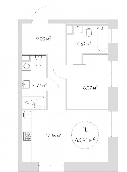 Nice loft Москва — планировка 1-комнатные апартаменты
