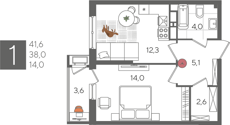Рекорд 2 Краснодар — планировка 1