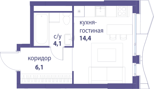 Символ, Вдохновение Москва — планировка Студия