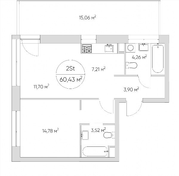 Nice loft Москва — планировка 2-комнатные апартаменты
