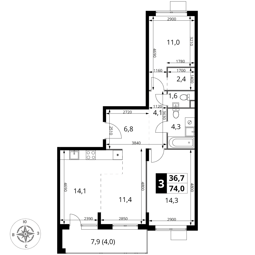 1-й Шереметьевский Химки — планировка 3