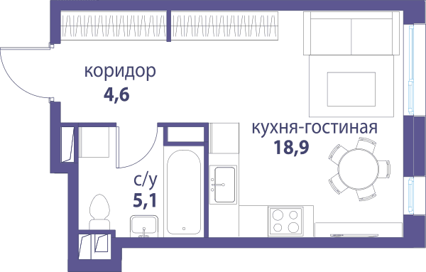 Символ, Вдохновение Москва — планировка Студия