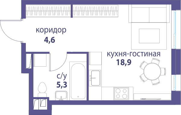 Символ, Вдохновение Москва — планировка Студия