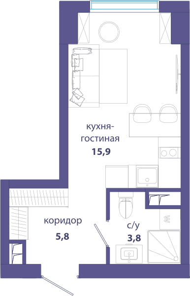 Событие, Событие 4 Москва — планировка Студия