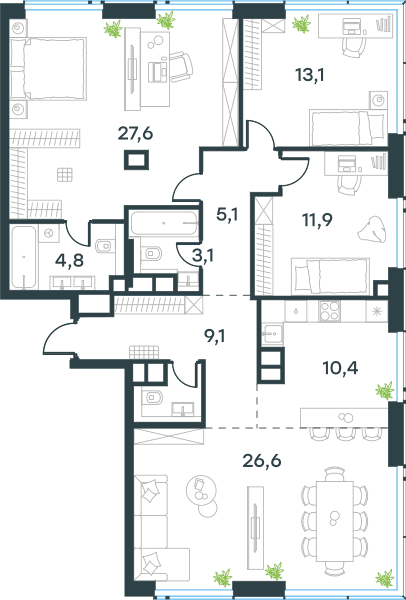 Level Причальный Москва — планировка 4