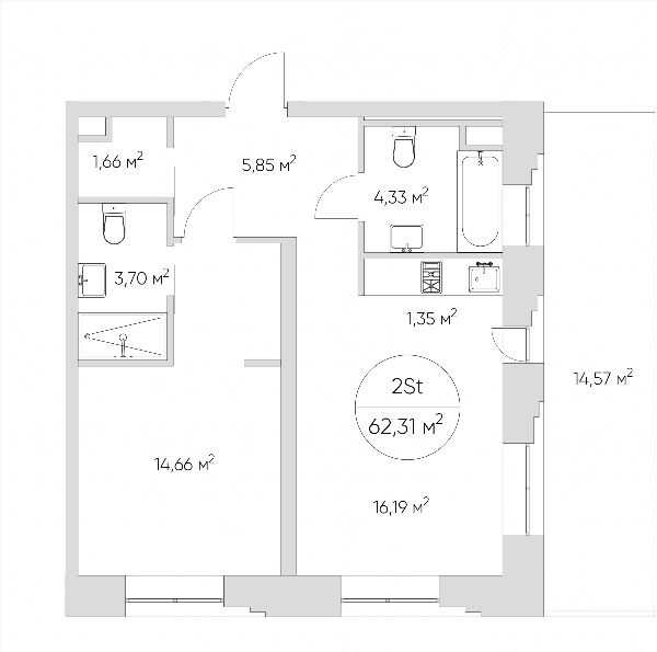 Nice loft Москва — планировка 2-комнатные апартаменты