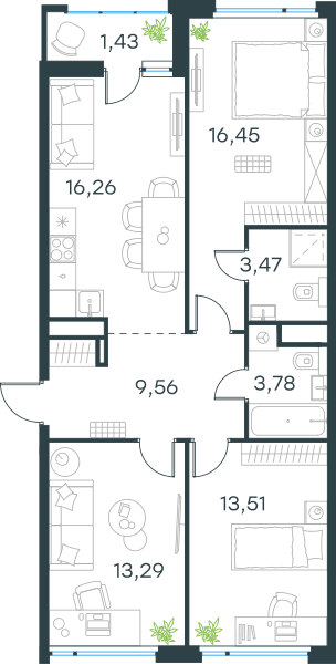 Level Лесной Москва — планировка 3