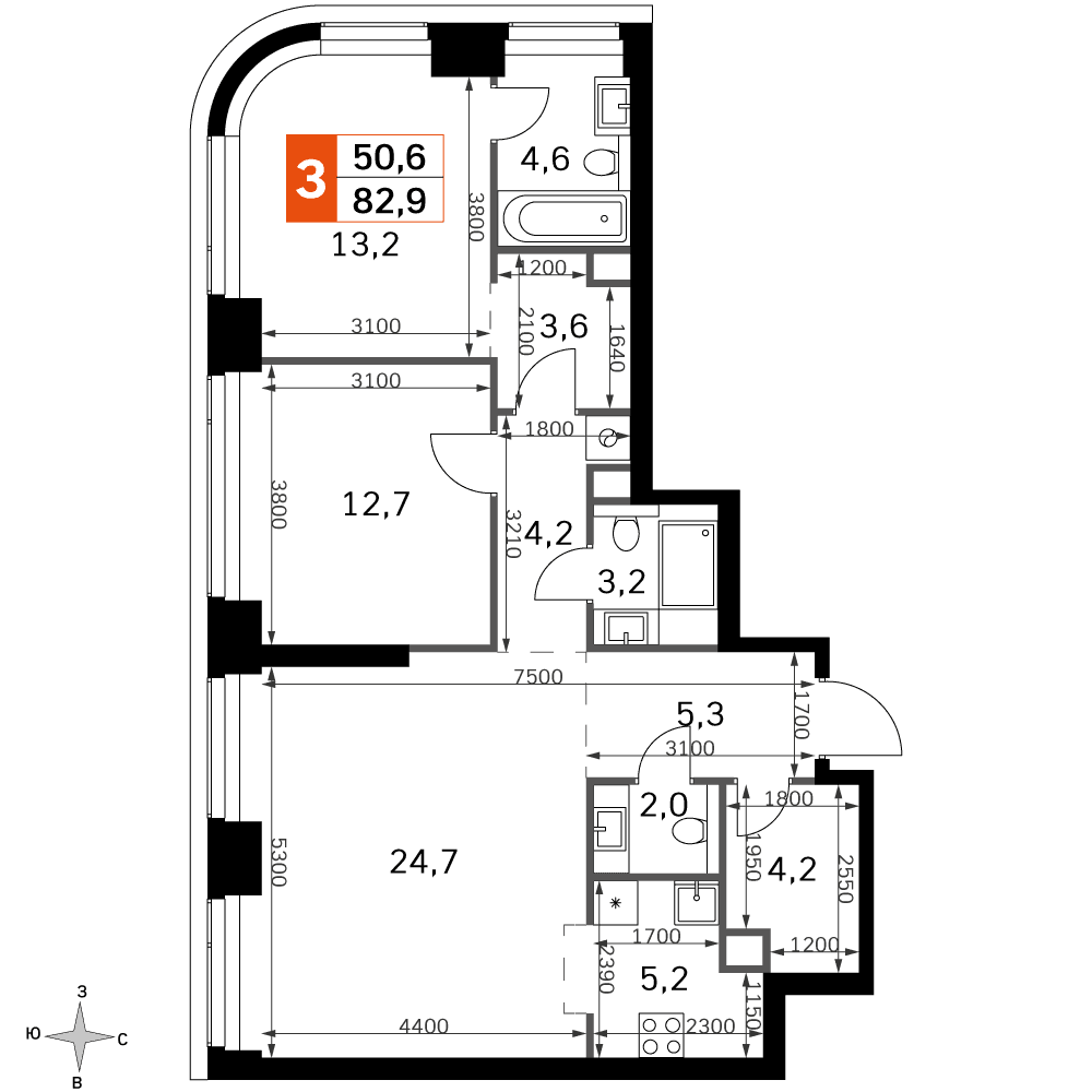 Amber City Москва — планировка 3