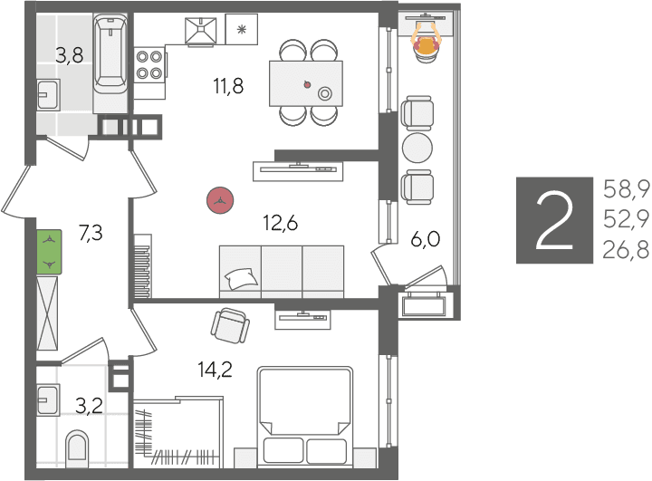 Рекорд 2 Краснодар — планировка 2