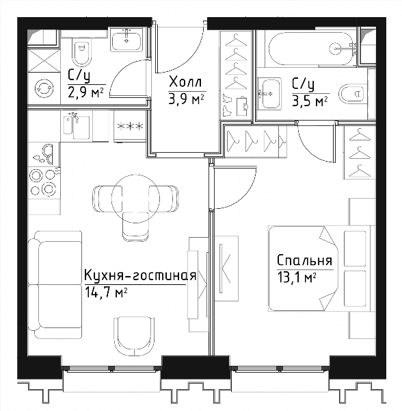 Павелецкая Сити Москва — планировка 1