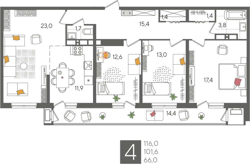 Рекорд 2 Краснодар — планировка 4
