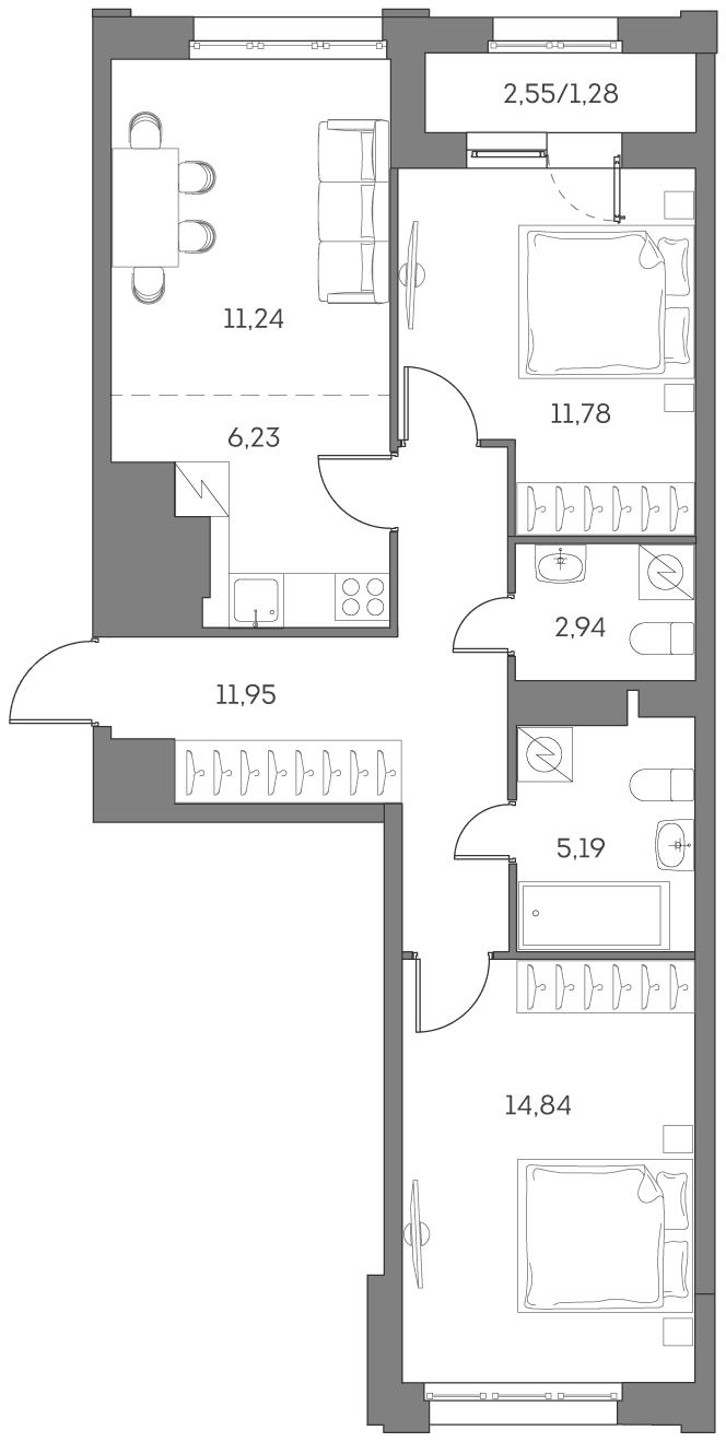 Аквилон BESIDE 2.0 Москва — планировка 1