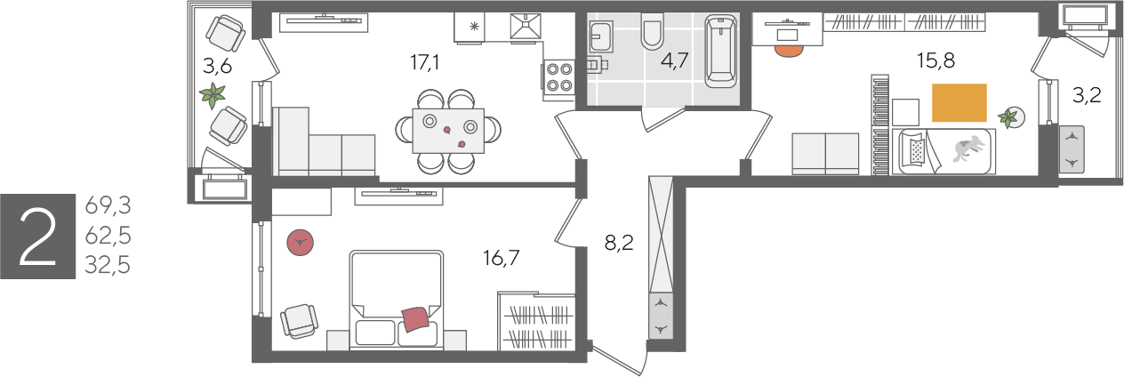 Рекорд 2 Краснодар — планировка 2