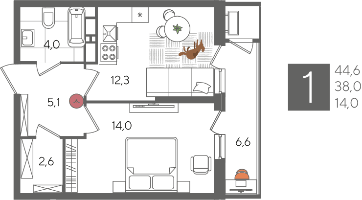 Рекорд 2 Краснодар — планировка 1