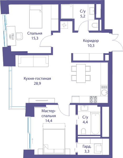 Река, Река-3 | Клубный дом Москва — планировка 2