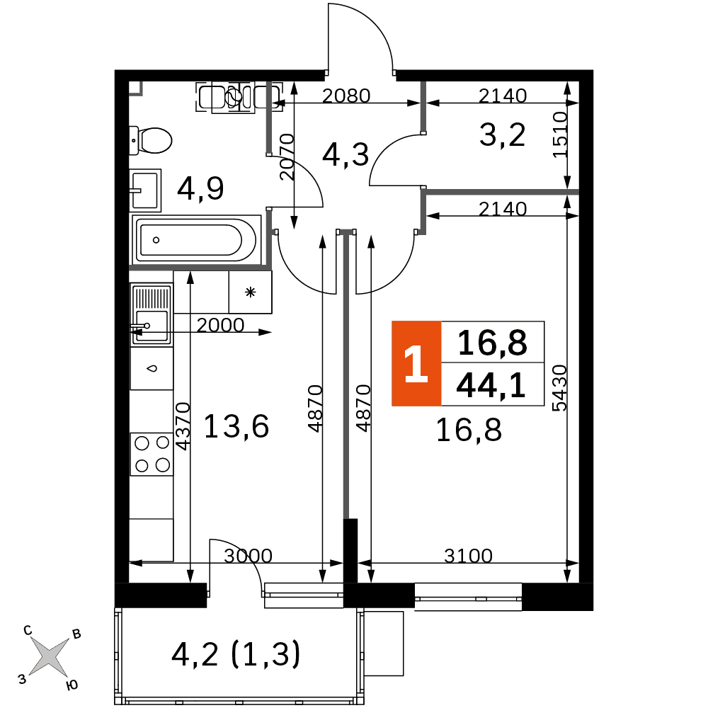 Олимп Обнинск — планировка 1